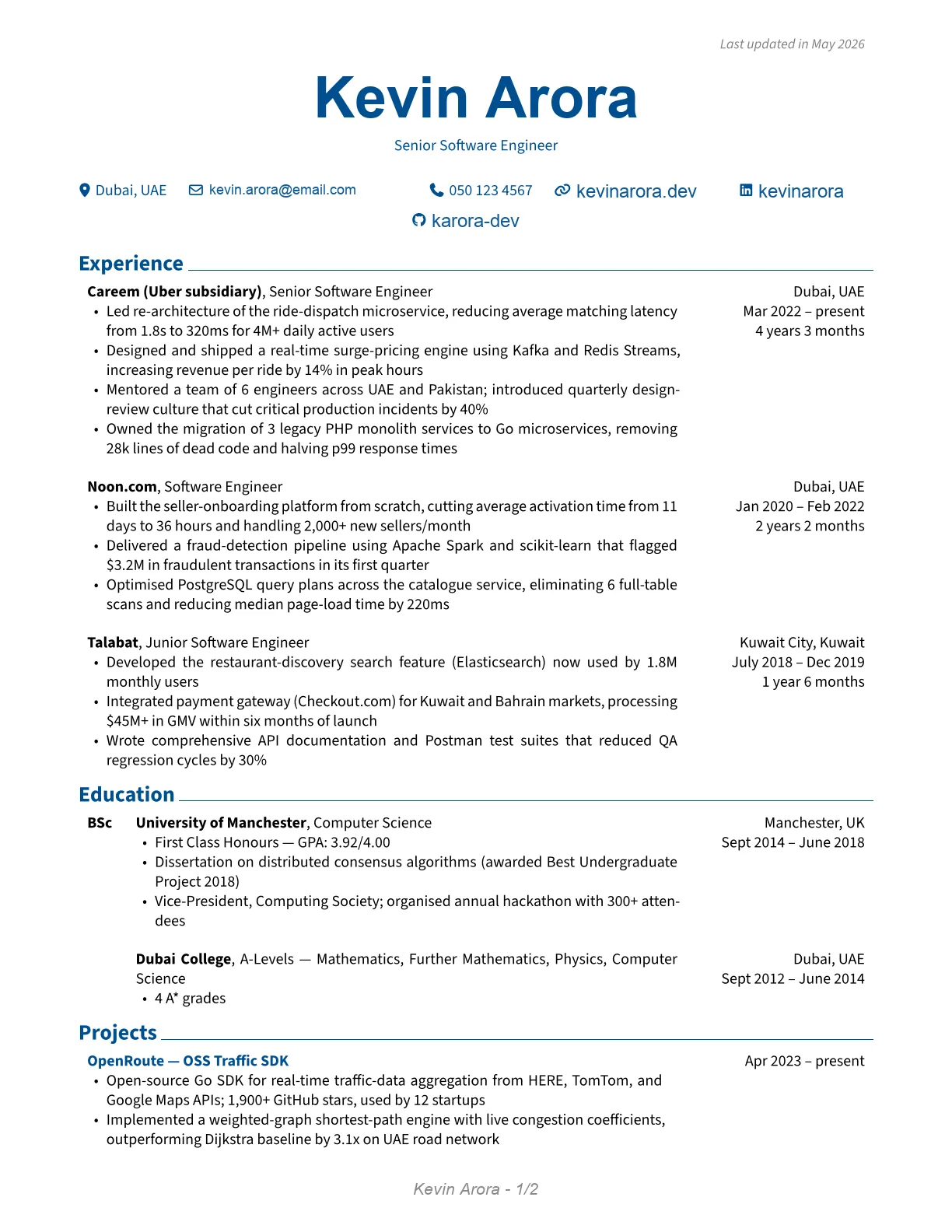 A software engineer's resume being scored 92 out of 100