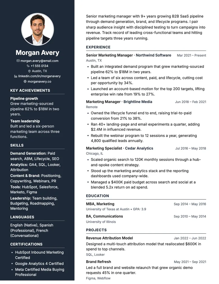 Aria resume template
