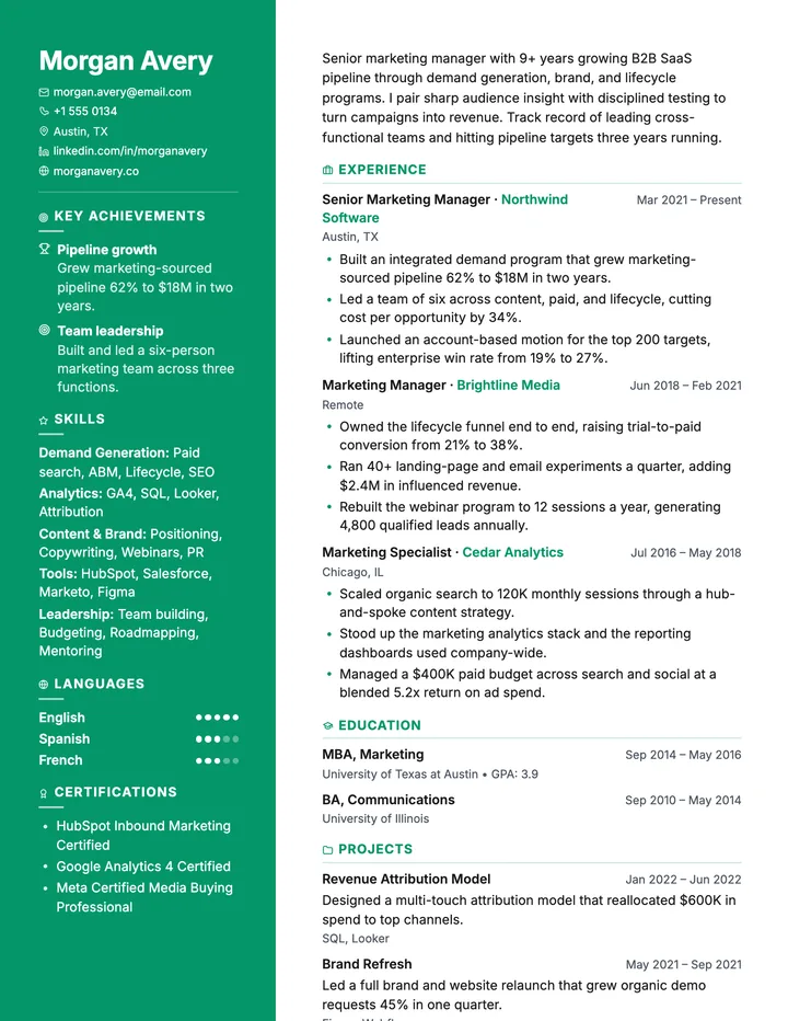 Cascade resume template
