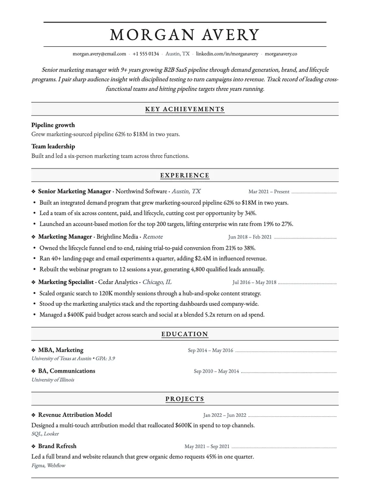 Meridian resume template