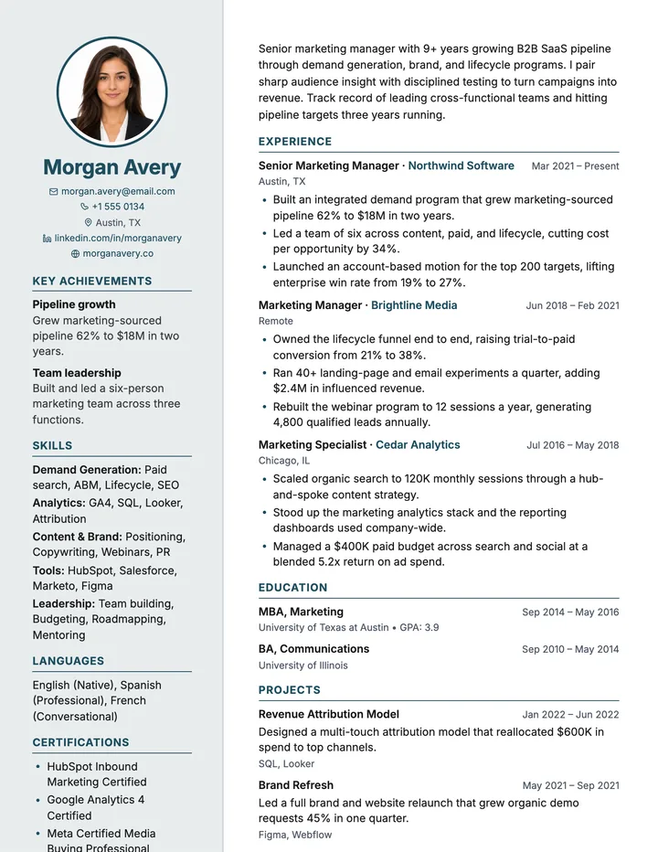 Portrait resume template